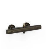 Grifo termostático mural de dos vías con conexión para barra de volante y acabado negro bronce Over Wall Tres