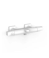 Grifo termostático mural para ducha y bañera con volante cuadrado redondo acabado blanco mate Over Wall Tres