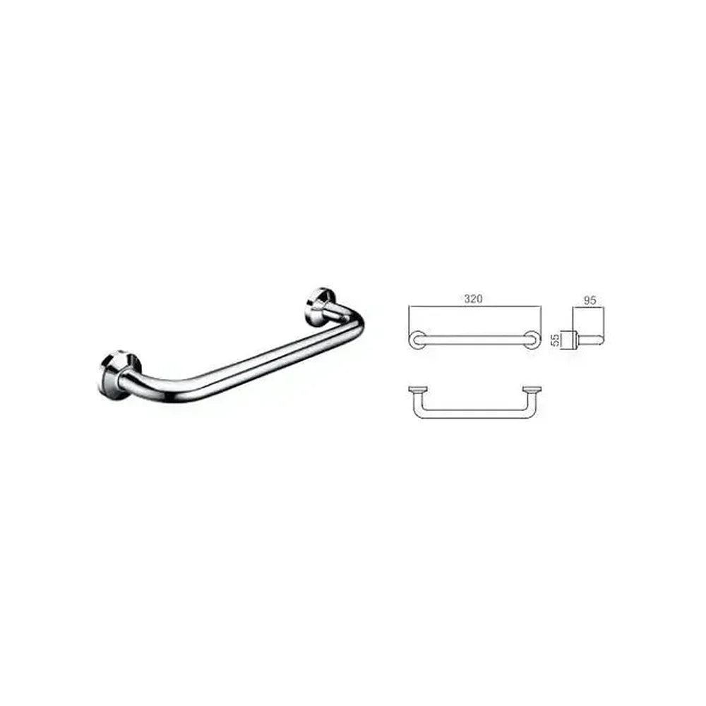 Vista principal de Asa rectangular de seguridad para pared fabricada en latón con un acabado cromado de Imex