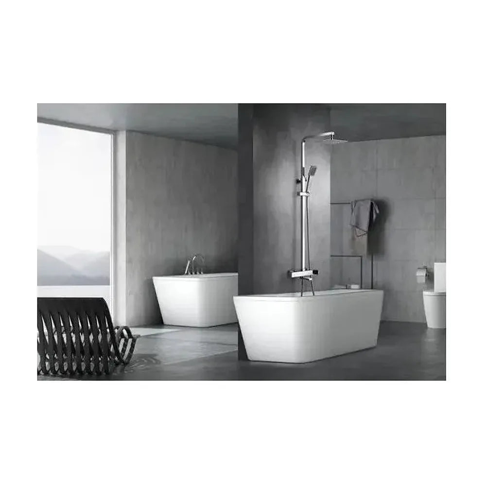 Detalle de acabado y materiales de Barra de baño y ducha monomando extensible de latón con acabado cromado Fiyi de Imex