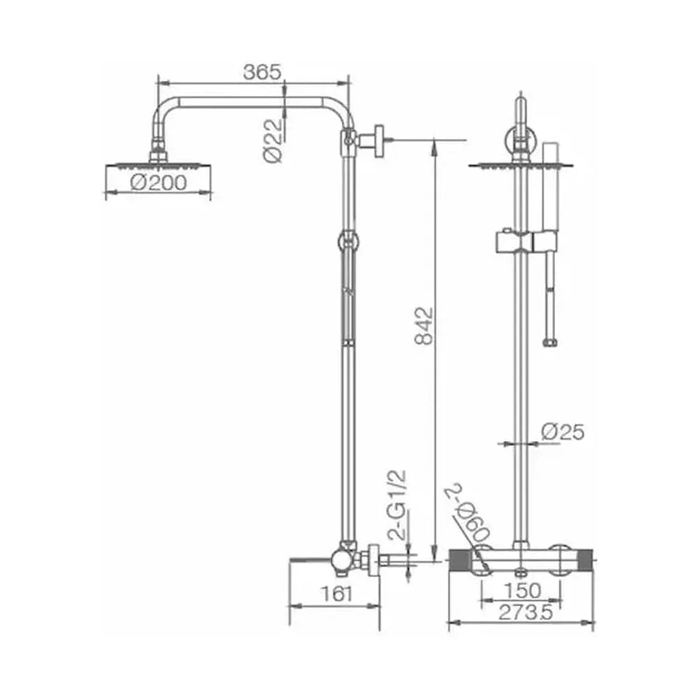 Detalle de funcionamiento de Barra de ducha monomando extensible de acero inoxidable con acabado oro cepillado Line Imex