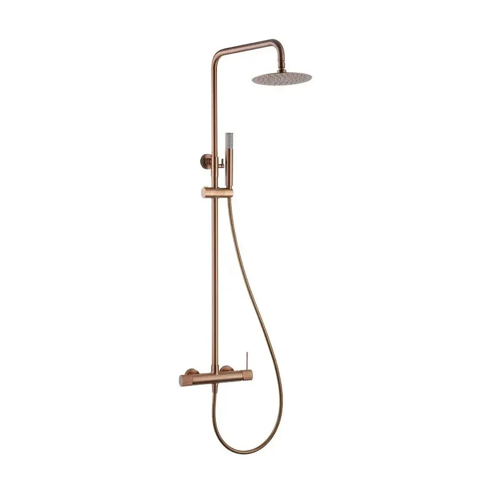 Barra de ducha monomando extensible en acero inoxidable acabado oro rosa cepillado Line de Imex Imex