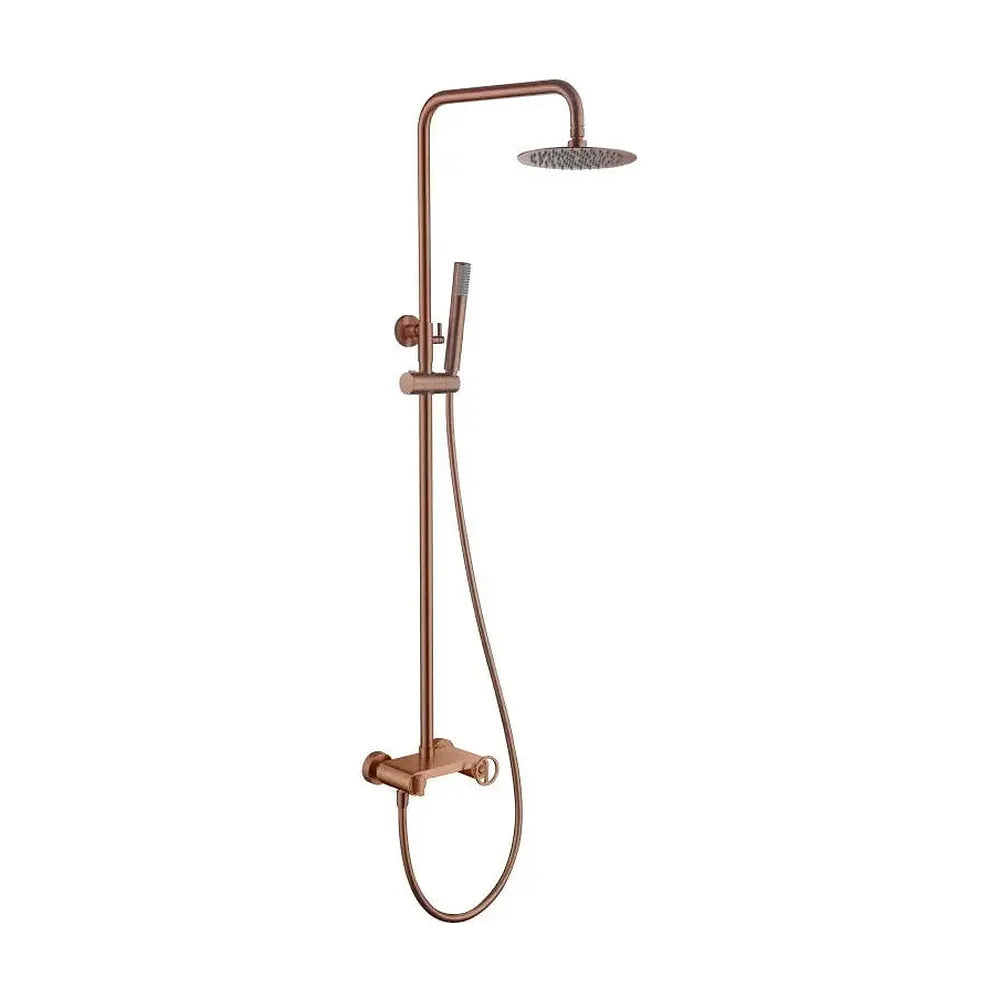 Barra de ducha monomando extensible hecha en acero inoxidableen acabado en oro rosa cepillado Olimpo de Imex Imex