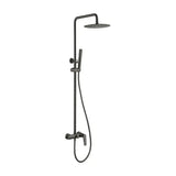 Extendable single handle shower bar stainless steel metallic black finish Delos by Imex