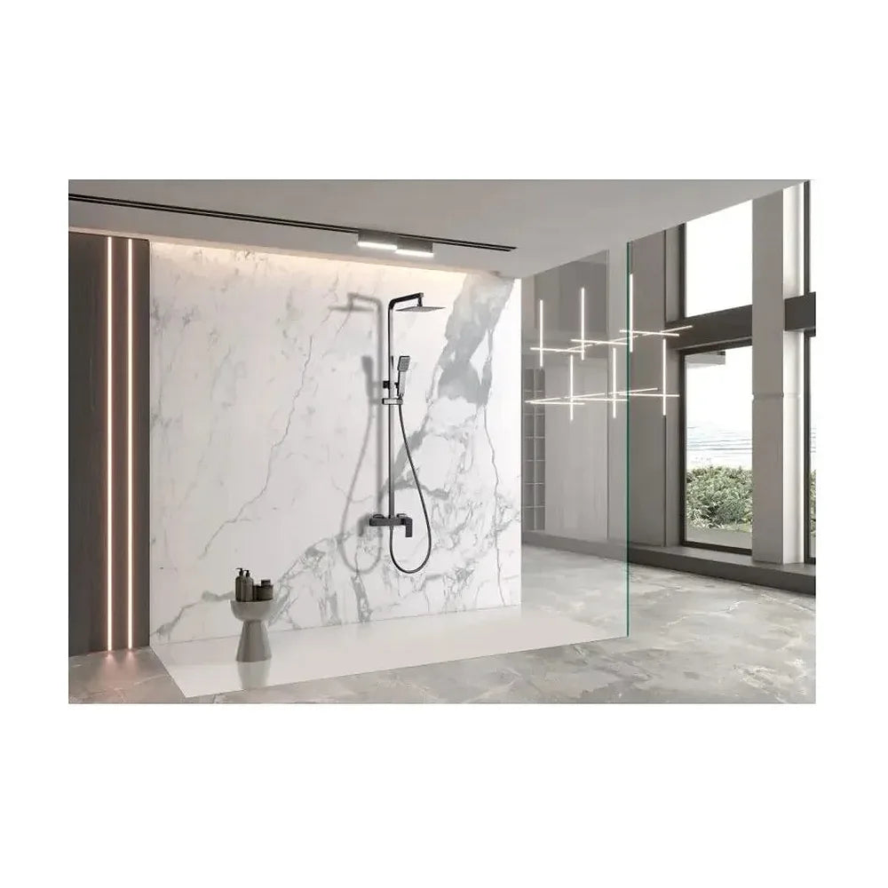 Detalle de acabado y materiales de Barra de Ducha Monomando Pisa de Imex: Diseño Cuadrado, Acero Inoxidable S304 y...