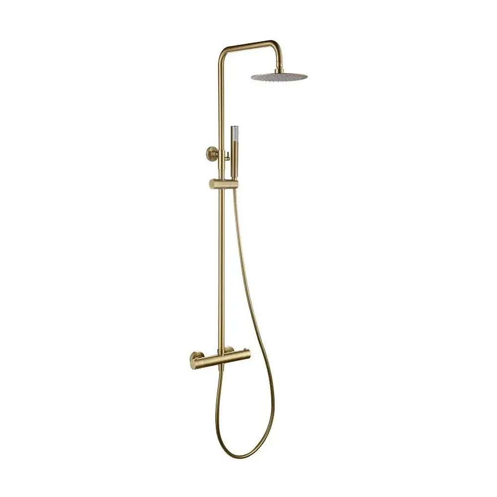 Barra de ducha termostática de acero inoxidable con acabado oro cepillado Genova de Imex Imex
