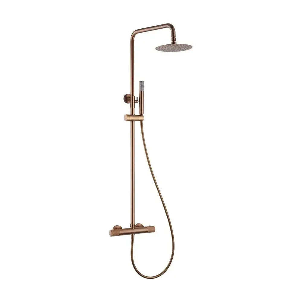 Barra de ducha termostática hecha de acero inoxidable acabado oro rosa cepillado Line de Imex Imex