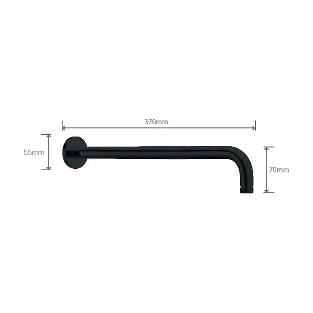 Vista principal de Brazo rociador de ducha redondo fabricado en latón de acabado negro mate y 37 cm de largo de Imex