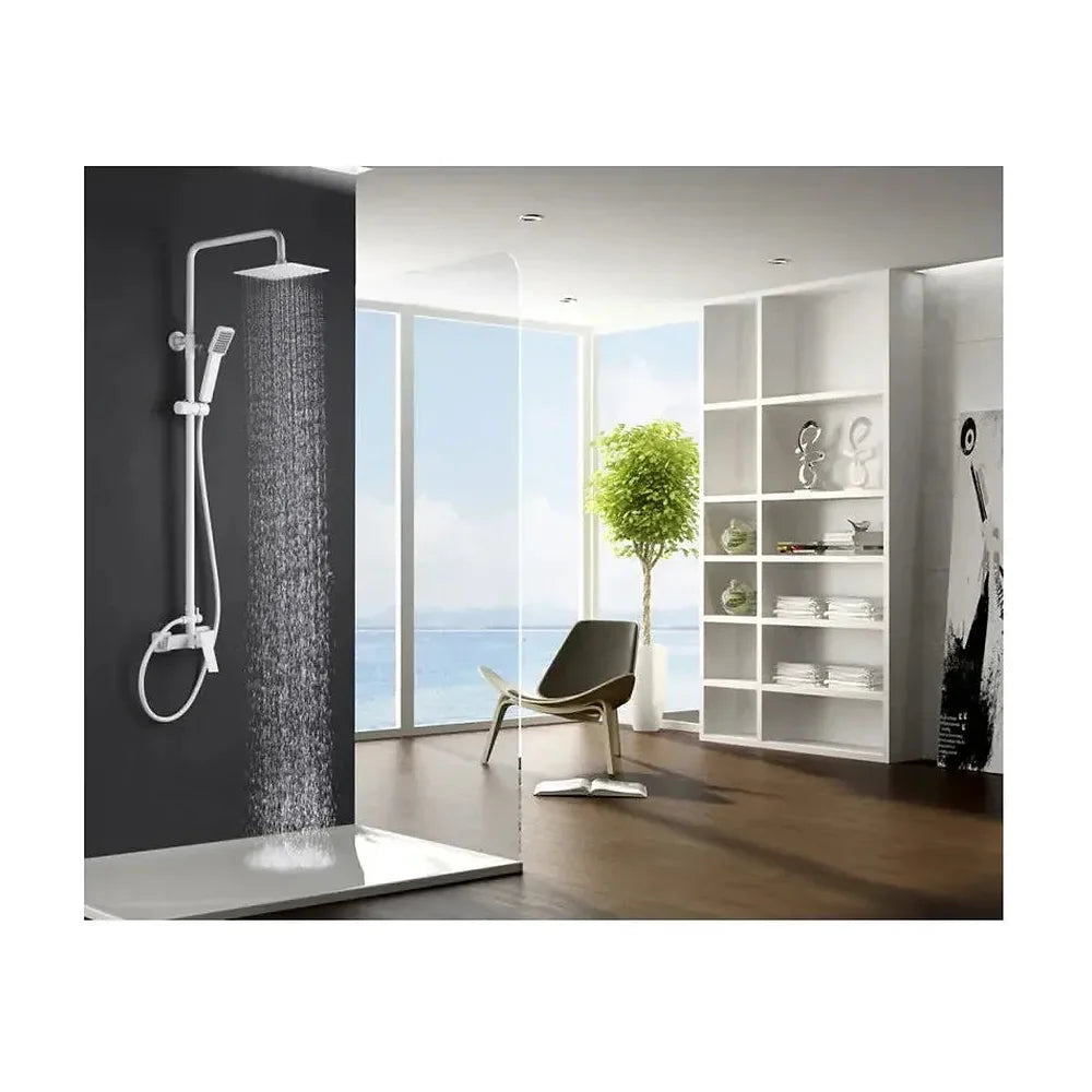 Vista principal de Columna de ducha con grifería fabricada en latón de acabado blanco mate Art de Imex