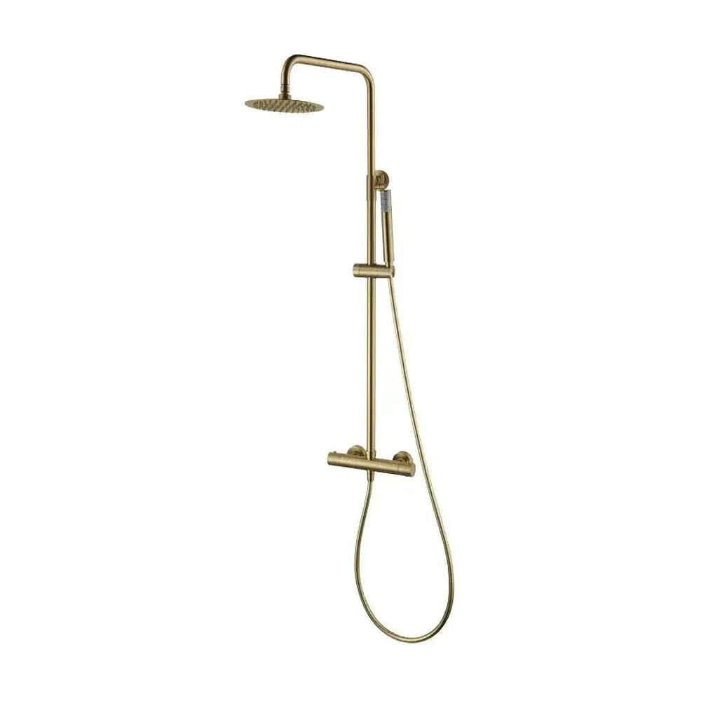 Columna de ducha con grifo termostático acero inoxidable y latón acabado en oro cepillado Monza de Imex Imex