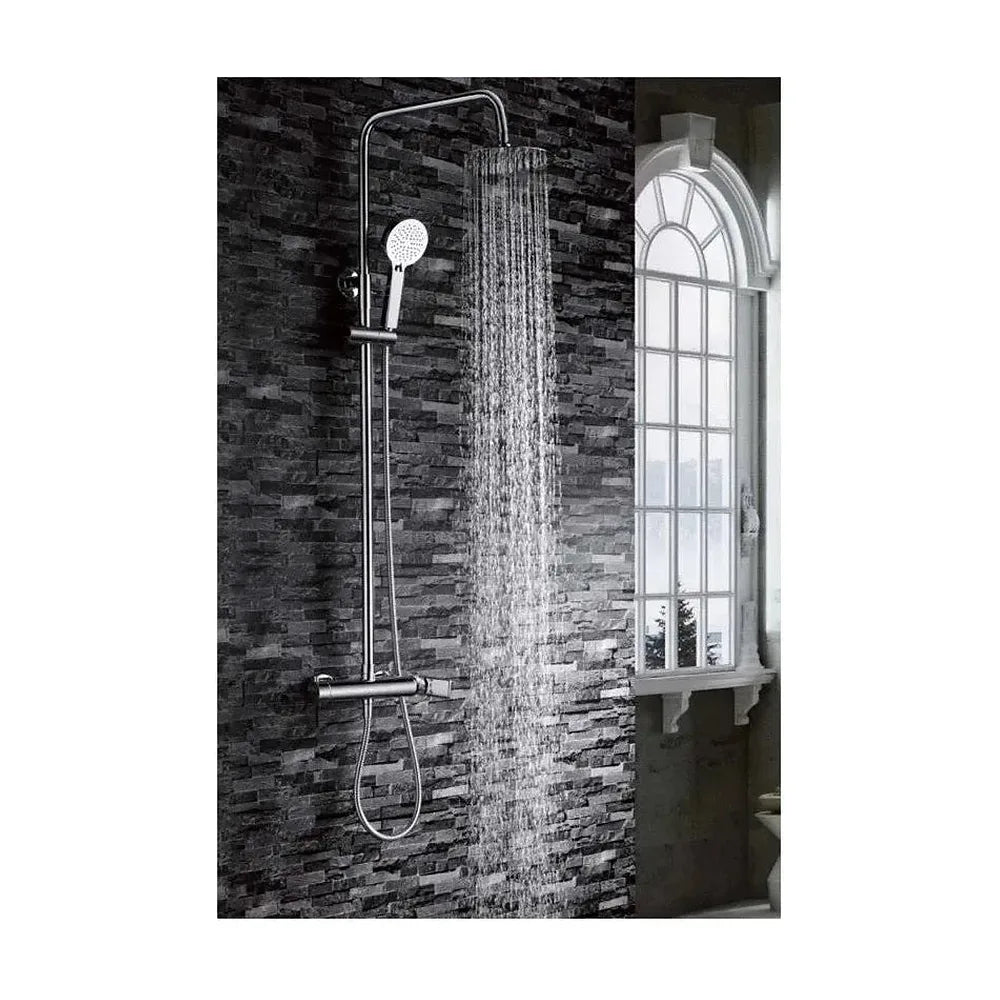 Vista principal de Columna de ducha con un diseño moderno y extensible de acabado cromado Nassau de Imex