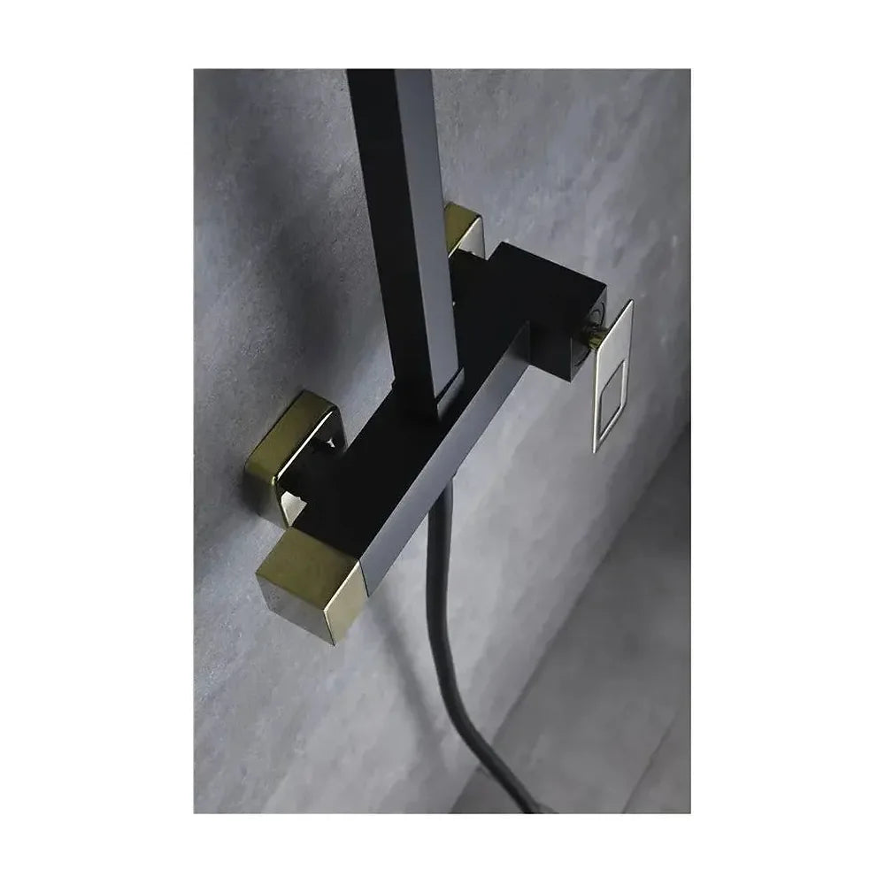 Detalle de funcionamiento de Columna de ducha con una barra de acero inoxidable de acabado negro oro Suecia de Imex