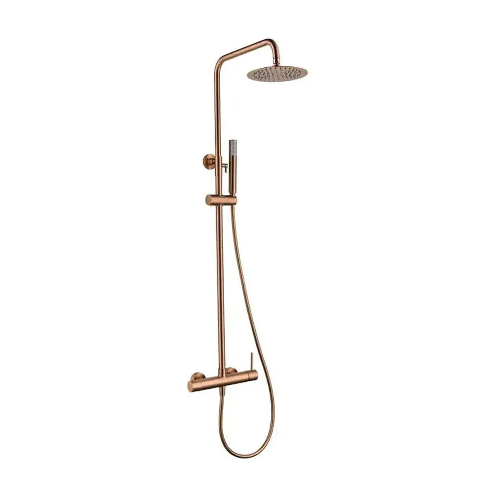 Columna de ducha de altura regulable fabricada en acero inoxidable con acabado oro rosa cepillado Monza de Imex Imex
