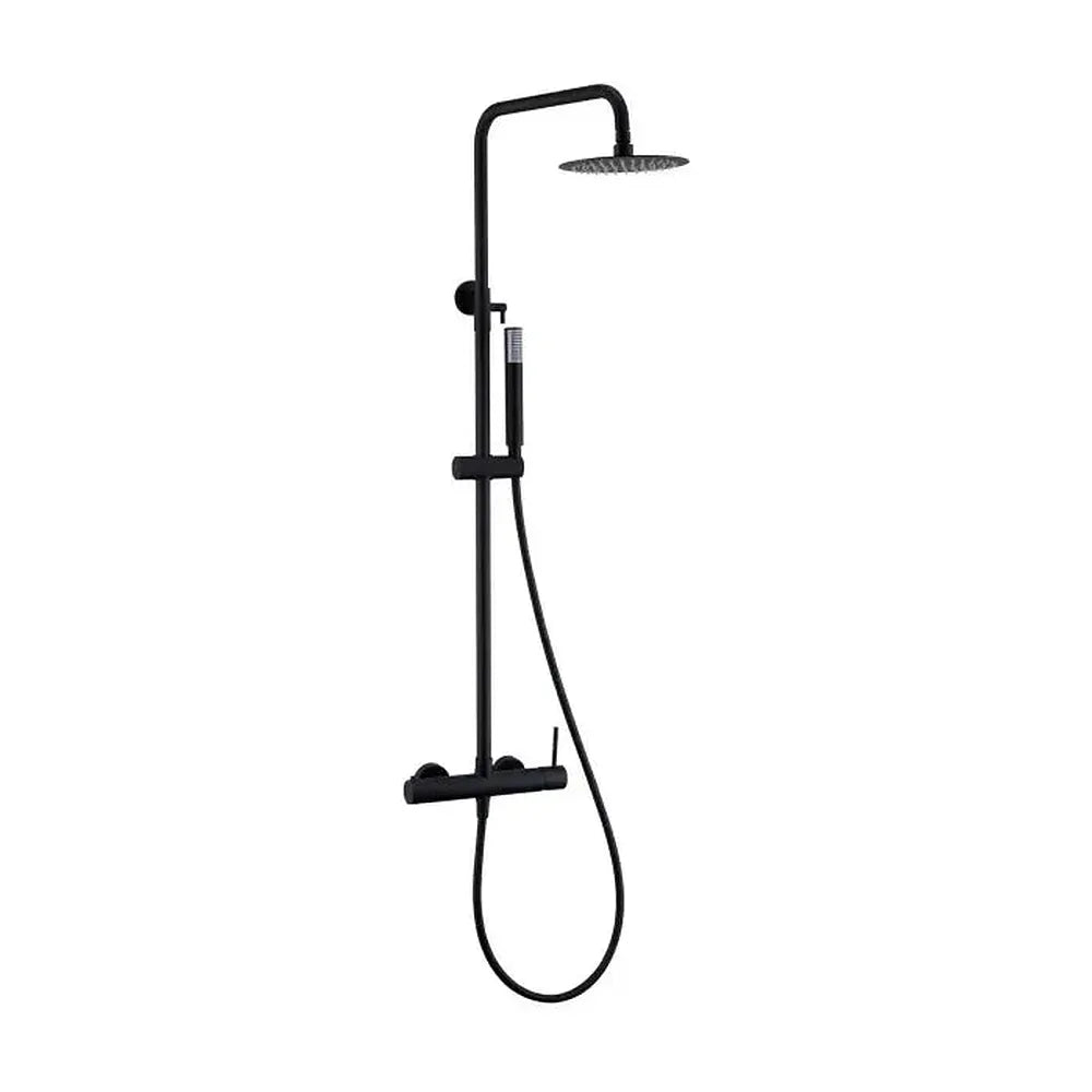 Columna de ducha de altura regulable con distribuidor integrado fabricada en acero inoxidable negro mate Monza de Imex Imex