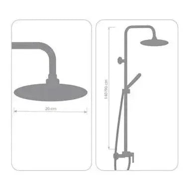 Vista en conjunto ambientada de Columna de ducha extensible 90-140 cm de acero inoxidable con rociador redondo de Imex