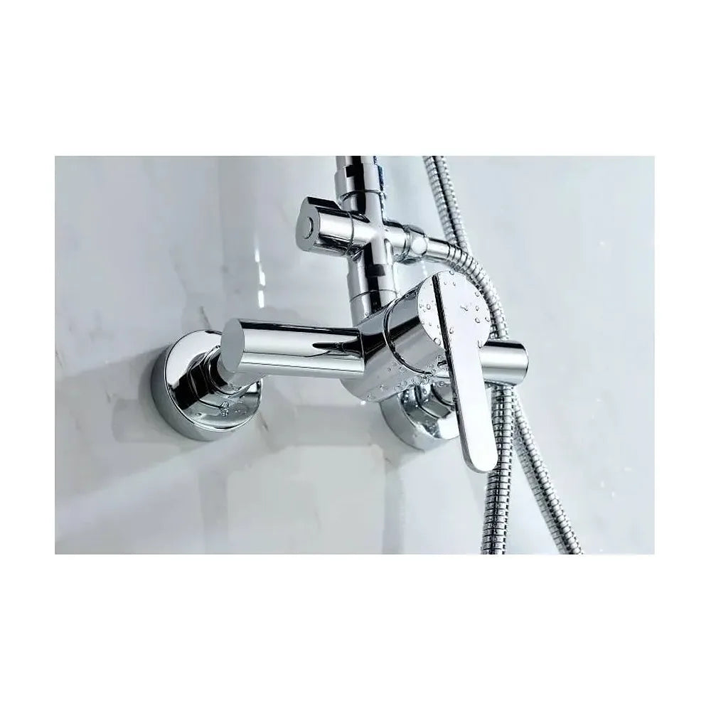 Detalle de funcionamiento de Columna de ducha extensible 95-137 cm de acero inoxidable con rociador redondo Roma de Imex