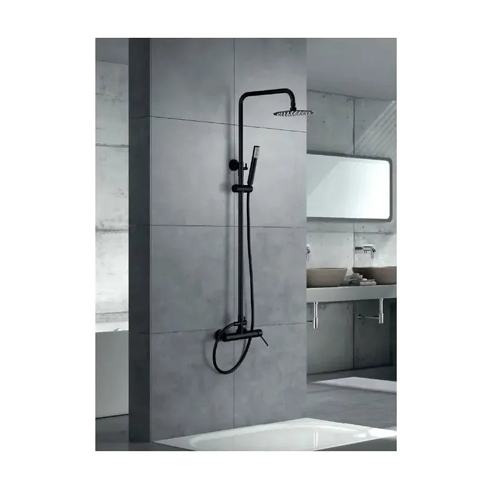 Vista principal de Columna de pared para ducha empotrada de diseño moderno en color negro mate stick Milos de Imex