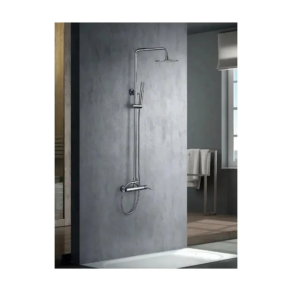 Vista principal de Columna de pared para ducha empotrada de diseño moderno de acabado cromado stick Milos de Imex