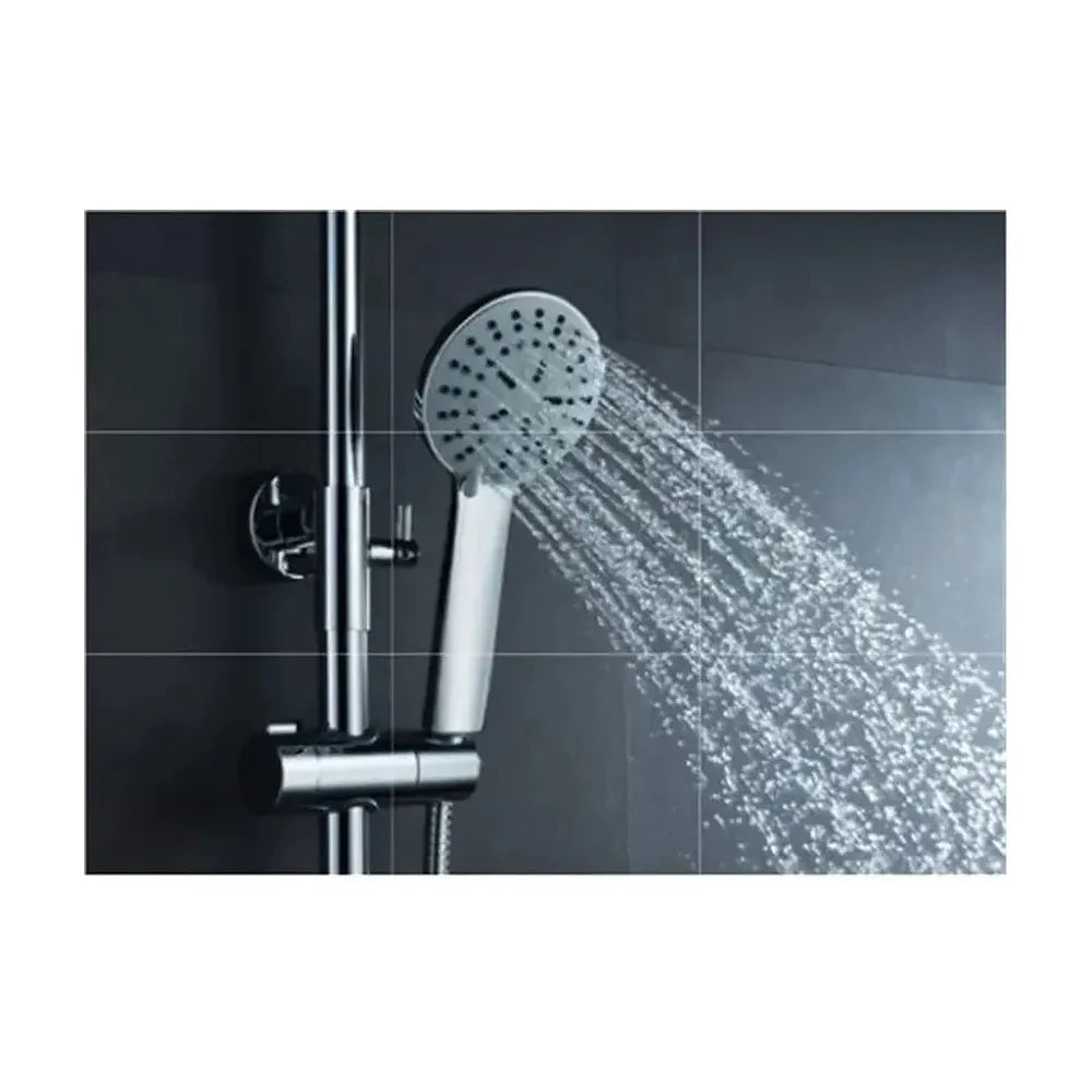 Plano de medidas y cotas técnicas de Columna extensible para ducha con un diseño moderno de acabado cromado Teide de Imex