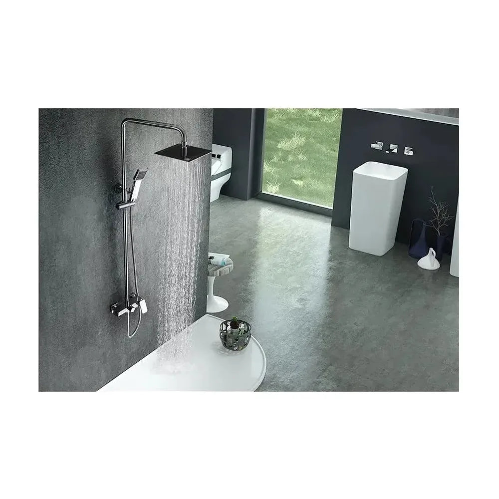 Detalle de acabado y materiales de Columna para bañera con un diseño moderno y extensible de acabado cromado Saona de Imex