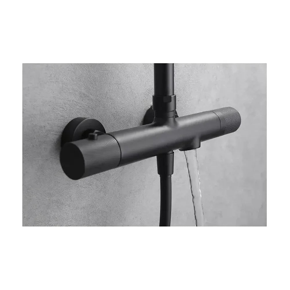 Vista principal de Columna para baño con grifería termostática apta para bañera y ducha acabado negro mate Line de Imex
