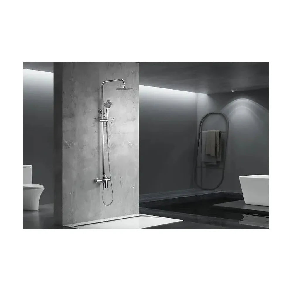 Vista principal de Columna para ducha de diseño moderno y monomando con un acabado cromada Ural de Imex