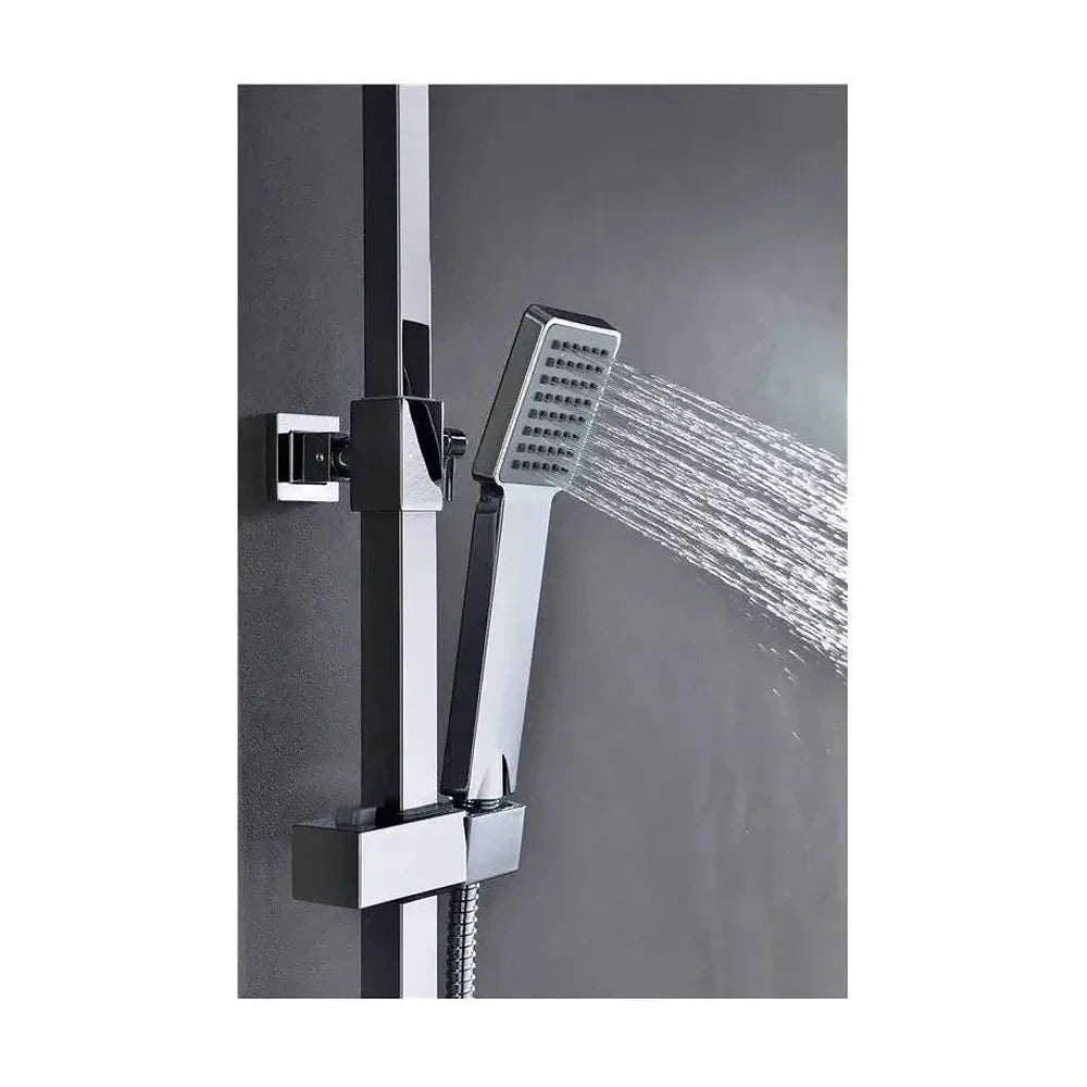 Vista trasera o instalación de Columna termostática para ducha con un grifo integrado fabricado en latón Vigo de Imex