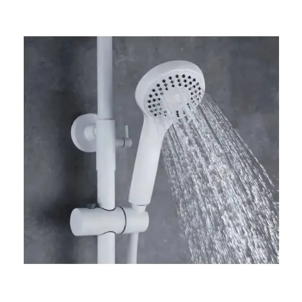 Vista principal de Conjunto de ducha con grifo termostático de diseño moderno con un acabado blanco mate Kent de Imex