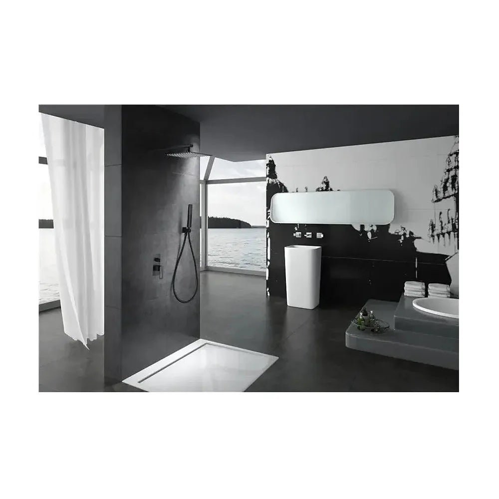 Vista principal de Conjunto de ducha empotrada con un diseño moderno de acabado negro mate Suecia de Imex