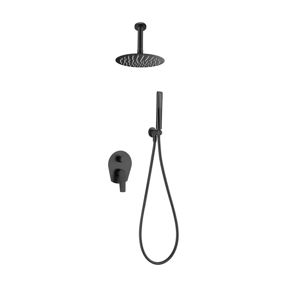 Conjunto de ducha monomando empotrado con mango y rociador acabado negro mate paros Delos de Imex Imex