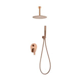 Set doccia monocomando incasso con maniglia e soffione finitura oro rosa spazzolato Paros Delos di Imex