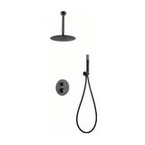 Concealed thermostatic shower set with hand shower, rain shower and black gun metal tapware top Line by Imex