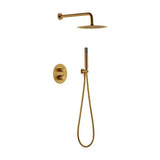 Thermostatic recessed shower set with modern design and brushed gold finish Line by Imex