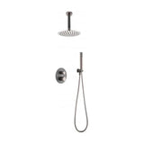 Set doccia termostatico incasso con doccetta a pioggia e rubinetteria grigio opaco e champagne Top Line di Imex