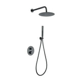 Thermostatic concealed shower set with wall mounted rain shower metallic black finish Napoles by Imex