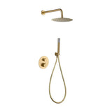 Concealed thermostatic shower set with wall mounted showerhead brushed gold finish Genova by Imex