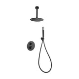 Thermostatic concealed shower set with ceiling rain shower head matte black finish piamonte Genova by Imex