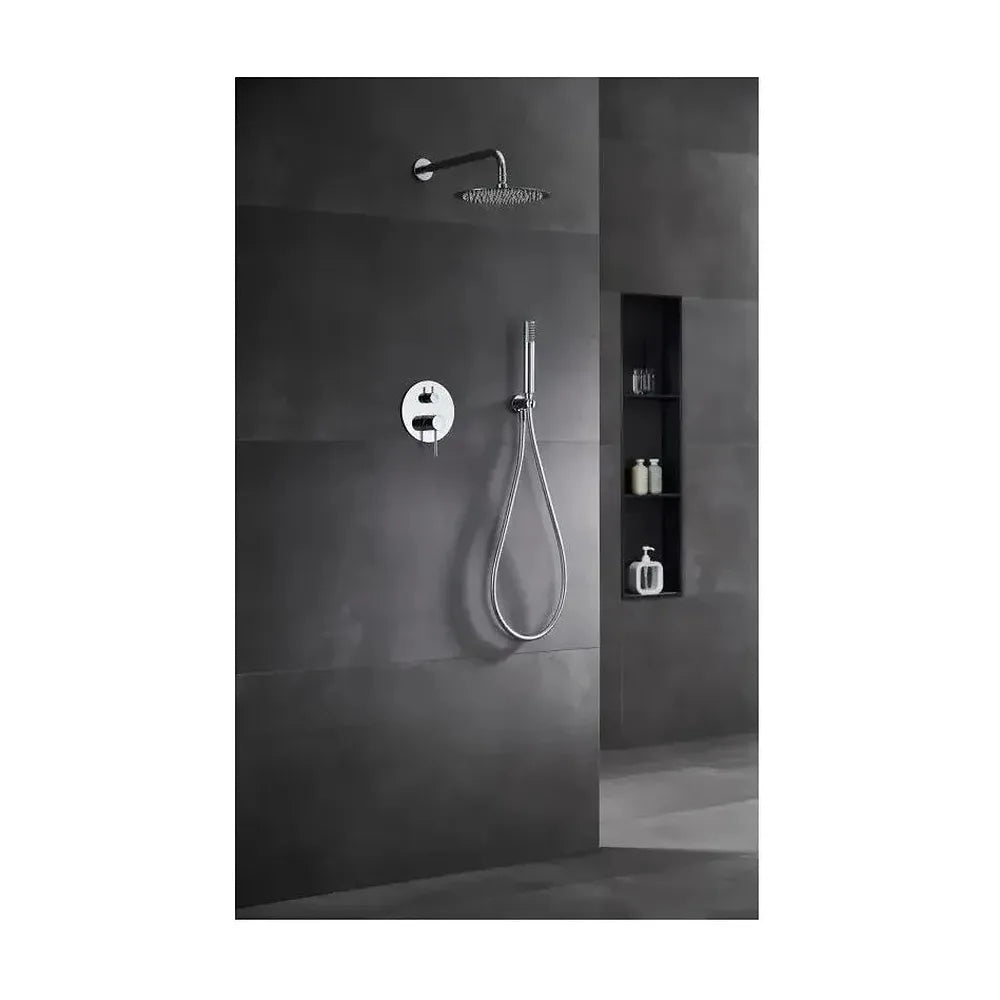 Vista principal de Conjunto de grifo empotrado de 2 vías con ducha de mano en acero y latón cromado monza de Imex