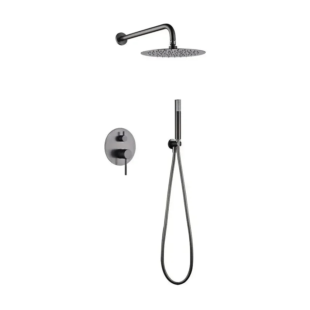 Conjunto de grifo empotrado de 2 vías con ducha de mano fabricado en acero y latón black gun metal monza de Imex Imex