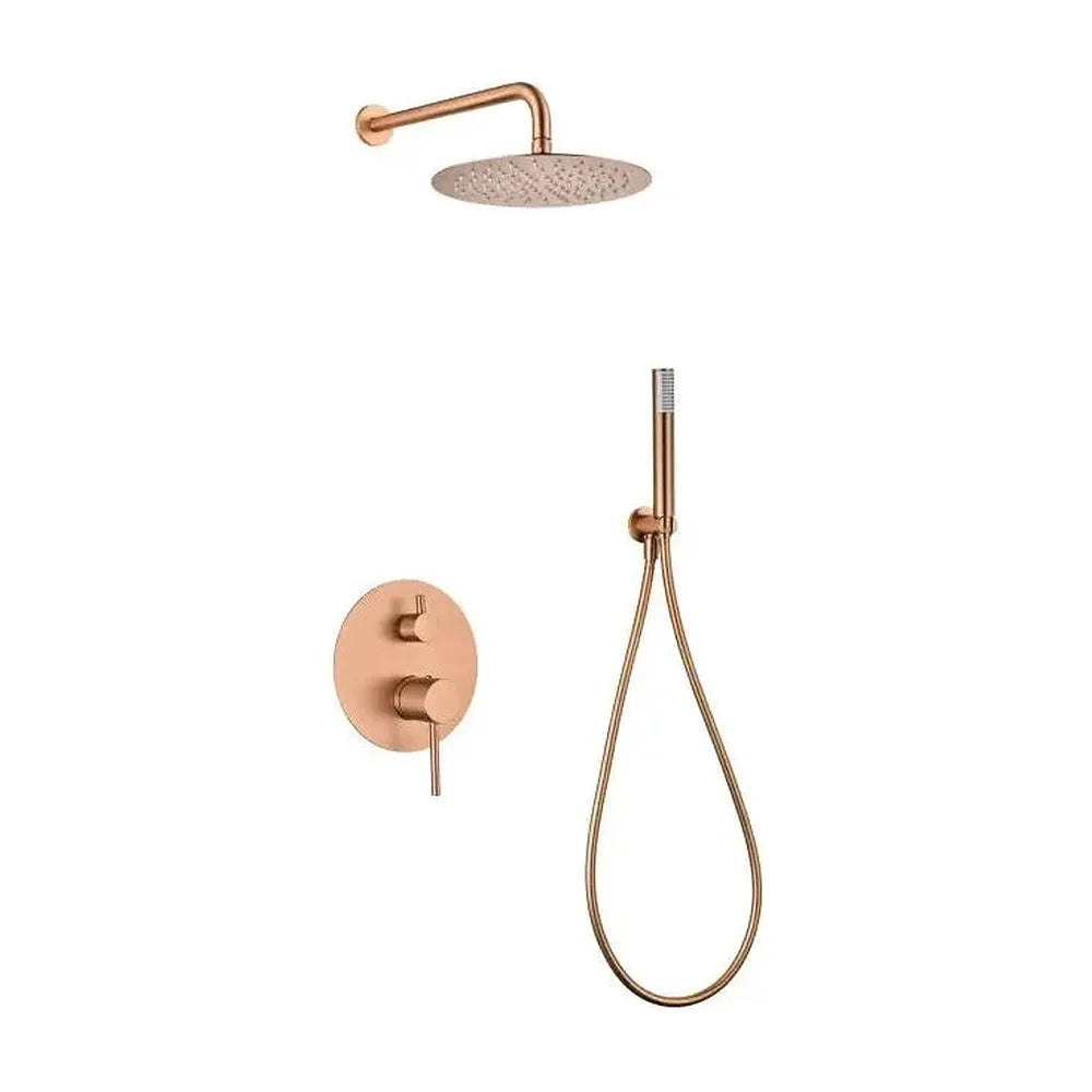 Conjunto de grifo empotrado de 2 vías con ducha de mano en acero y latón con acabado oro rosa cepillado monza de Imex Imex