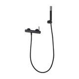 Single lever faucet and handheld shower set in brass with matte black finish Monza by Imex