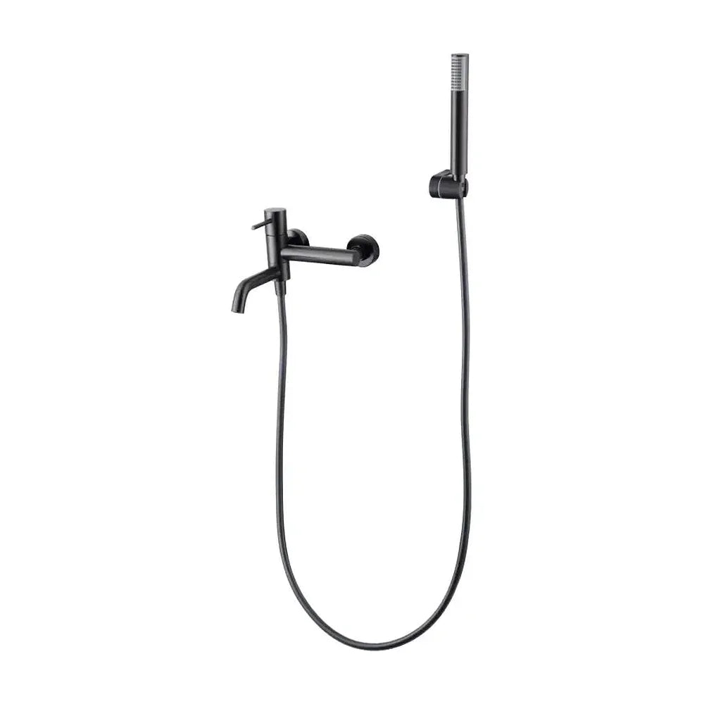 Conjunto de grifo monomando y ducha de mano fabricado en latón y abs con acabado black gun metal Monza de Imex Imex