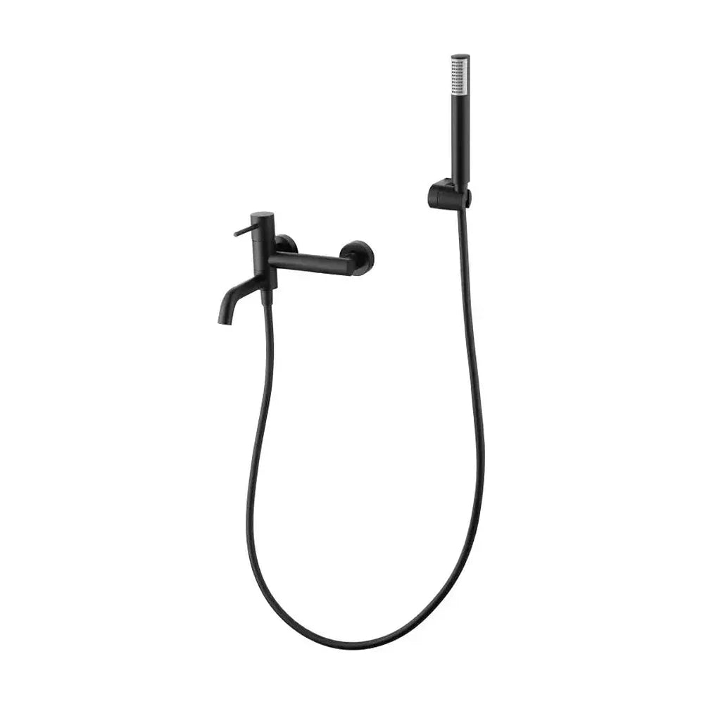 Conjunto de grifo monomando y ducha de mano fabricado en latón y abs con acabado negro mate Monza de Imex Imex