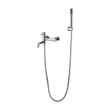 Single lever faucet and handheld shower set with holder in brass and chrome PVC, Monza by Imex
