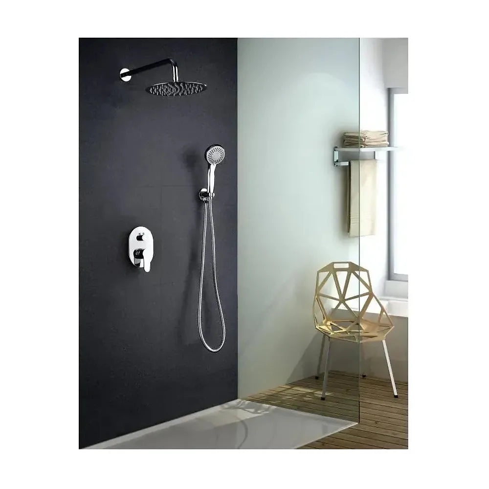 Vista principal de Conjunto de pared para ducha de diseño minimalista con un acabado cromado Oslo de Imex