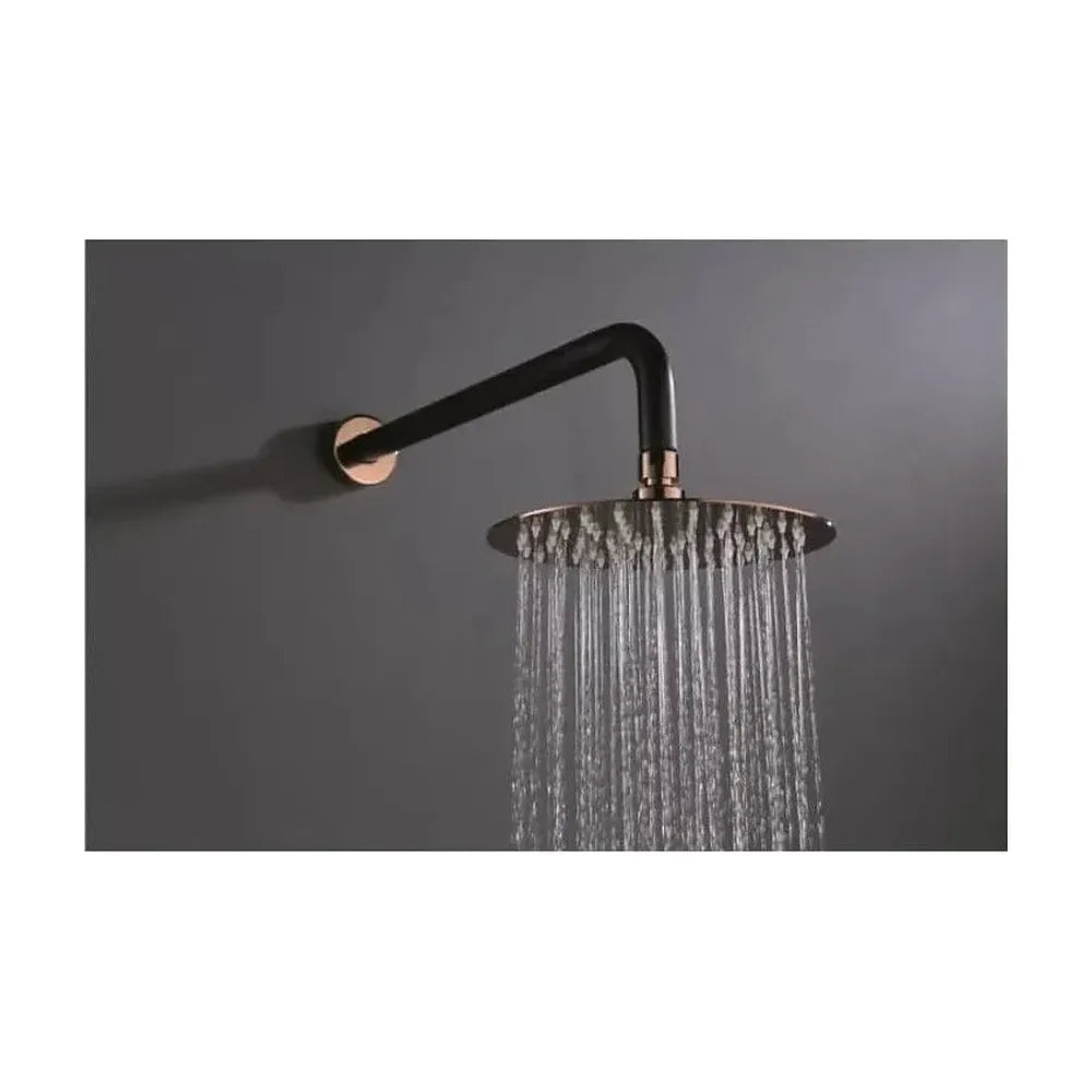 Vista principal de Conjunto de pared para ducha empotrada de diseño moderno en color negro mate y oro rosa stick Milos de...