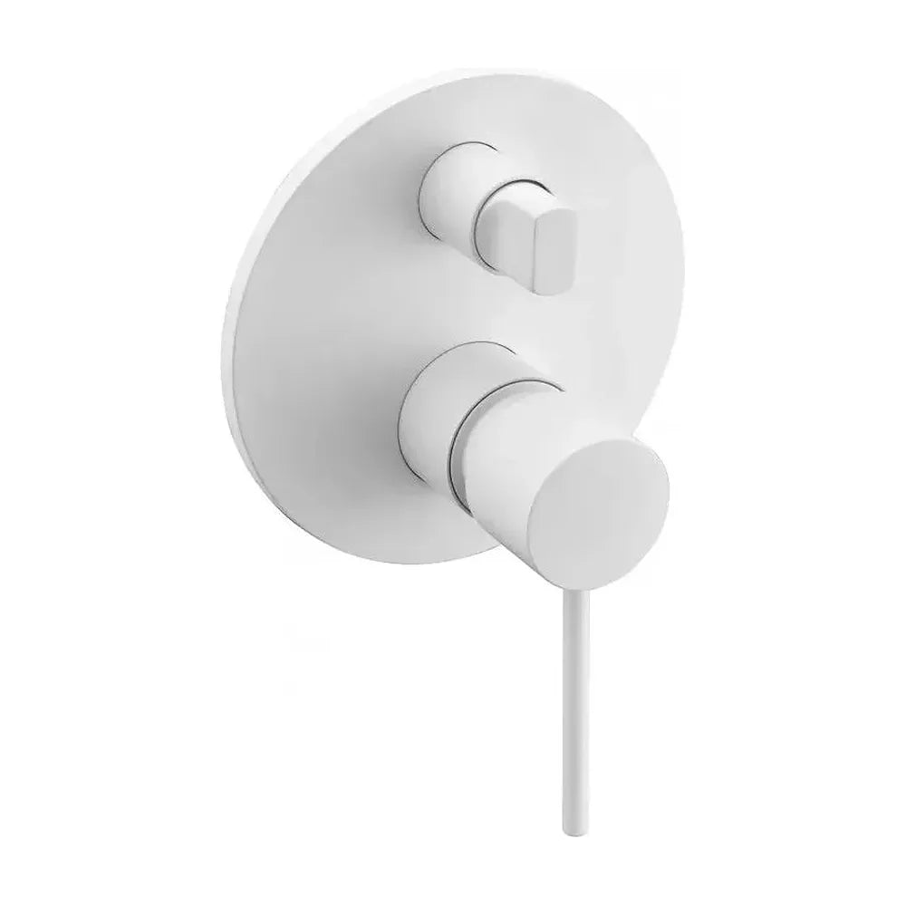Detalle de acabado y materiales de Conjunto de pared para ducha empotrada de diseño moderno en color blanco mate stick...