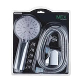 Handheld shower set with hose and holder, ergonomic anti limescale design, chrome finish by Imex