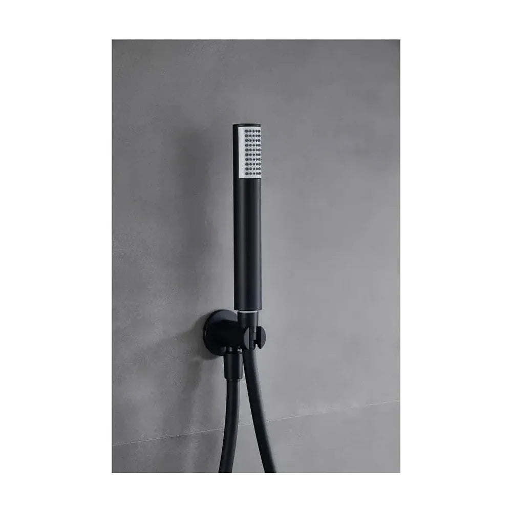 Vista lateral y perspectiva de Conjunto ducha empotrado Imex Monza Black Gun Metal 2 vías