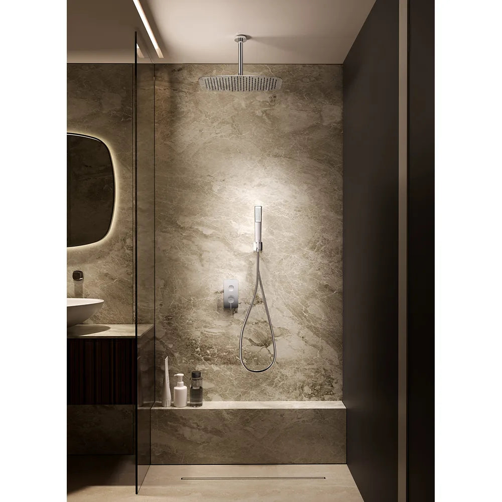 Plano o detalle técnico de Conjunto ducha monomando empotrado Arezzo black gun metal Imex